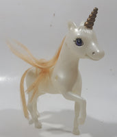 White Unicorn with Gold Horn 6 1/2" Tall Plastic Toy Figure