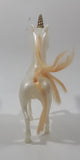 White Unicorn with Gold Horn 6 1/2" Tall Plastic Toy Figure