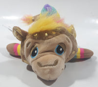 2021 Basic Fun Cutetitos Carnival Itos Brown Rainbow Striped Monkey with Gold Stars 8" Long Plush Stuffed Character