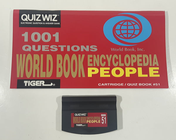 1996 Tiger Electronics Quiz Wiz #51 1001 Questions World Book Encyclopedia People Cartridge and Quiz Book