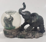 Elephant and Baby Elephant Snow Globe 4" Wide Resin Wildlife Ornament