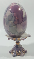 Egg on Pedestal 5 3/4" Tall Ceramic Ornament Signed