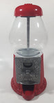 Vintage Style Embossed Leaf Pattern Red Metal Glass Globe 9" Tall Gumball Machine Candy Dispenser
