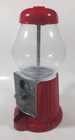 Vintage Style Embossed Leaf Pattern Red Metal Glass Globe 9" Tall Gumball Machine Candy Dispenser