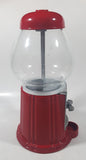 Vintage Style Embossed Leaf Pattern Red Metal Glass Globe 9" Tall Gumball Machine Candy Dispenser