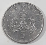 1990 UK Great Britain Five Pence 5 Queen Elizabeth II D.G. Reg F.D Metal Coin