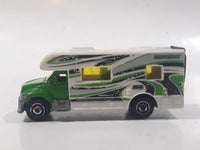 2012 Matchbox Outdoor Adventure MBX Motor Home RV Green White Die Cast Toy Car Recreational Vehicle with Opening Rear Gate