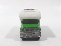 2012 Matchbox Outdoor Adventure MBX Motor Home RV Green White Die Cast Toy Car Recreational Vehicle with Opening Rear Gate