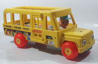 Vintage 1965 Fisher Price Toys School Bus Yellow 12 1/2" Long Plastic and Wood Toy Car Vehicle East Aurora N.Y.