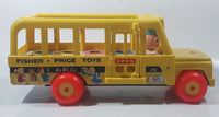 Vintage 1965 Fisher Price Toys School Bus Yellow 12 1/2" Long Plastic and Wood Toy Car Vehicle East Aurora N.Y.