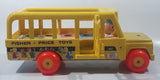 Vintage 1965 Fisher Price Toys School Bus Yellow 12 1/2" Long Plastic and Wood Toy Car Vehicle East Aurora N.Y.