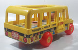 Vintage 1965 Fisher Price Toys School Bus Yellow 12 1/2" Long Plastic and Wood Toy Car Vehicle East Aurora N.Y.