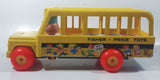 Vintage 1965 Fisher Price Toys School Bus Yellow 12 1/2" Long Plastic and Wood Toy Car Vehicle East Aurora N.Y.