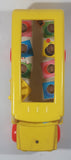 Vintage 1965 Fisher Price Toys School Bus Yellow 12 1/2" Long Plastic and Wood Toy Car Vehicle East Aurora N.Y.