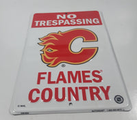 Autogear Calgary Flames NHL Ice Hockey Team No Trespassing Flames Country Embossed Metal Sign