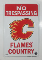 Autogear Calgary Flames NHL Ice Hockey Team No Trespassing Flames Country Embossed Metal Sign