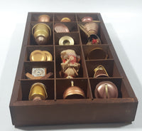 Vintage Cute Decorative Pots Pans Clocks Doll Copper Brass Miniature Wood Display Shelf Display