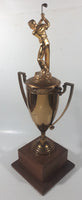 Vintage 1956 P.J.G.A. Fall HDCP "B" Flight 1st Won By Kaz Ochian 17 3/4" Tall Brass Golf Trophy with Wood Base
