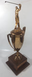 Vintage 1956 P.J.G.A. Fall HDCP "B" Flight 1st Won By Kaz Ochian 17 3/4" Tall Brass Golf Trophy with Wood Base