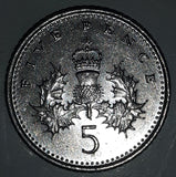 1999 UK Great Britain Five Pence 5 Queen Elizabeth II D.G. Reg F.D Metal Coin