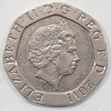 2011 UK 20 Twenty Pence Elizabeth II D. G. Reg. F. D. Metal Coin