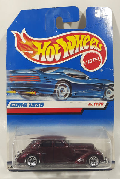 1999 Hot Wheels First Editions 1936 Cord Metalflake Burgundy Red Die Cast Toy Car Vehicle New in Package