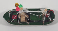 Fishing Trawler Sail Boat Detailed White And Green Small Wooden Boat Model 2 3/4" Long