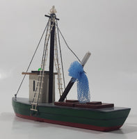 Fishing Trawler Sail Boat Detailed Red And Green Wooden Boat Model 7" Long
