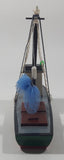 Fishing Trawler Sail Boat Detailed Red And Green Wooden Boat Model 7" Long