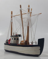 Antigonish Nova Scotia Fishing Trawler Sail Boat Detailed Black and White Wooden Boat Model 5 3/4" Long