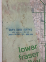 Vintage 1973 Ron's Shell Service Abbotsford B.C.  Lower Fraser Valley Road Map