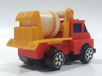 Vintage Cement Mixer Truck Red Yellow White Plastic Toy Car Vehicle Made in Hong Kong