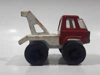 Vintage Tow Truck Red and White Pressed Steel Die Cast Toy Car Vehicle