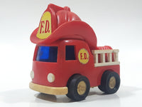 Vintage Kidco Big Hat Fire Engine F.D. Fire Department Ladder Truck Red Plastic Die Cast Toy Car Vehicle