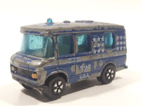 Vintage PlayArt Mercedes Benz Fourgon Van Bus County Police 326 Blue Die Cast Toy Car Vehicle