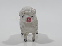 Vintage 1980s White Sheep No. 915 1 1/4" Tall Toy Figure Made in Hong Kong