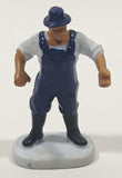 Vintage Farmer in Blue Coveralls 2 1/8" Tall Toy Figure