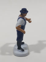 Vintage Farmer in Blue Coveralls 2 1/8" Tall Toy Figure