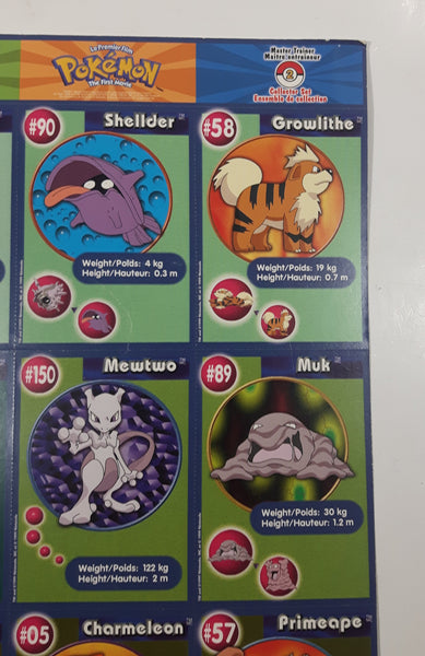 uncut burger king pokemon cards Complete Set (1-16) 1999 Sheets You never know what's going