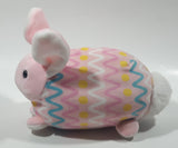 Egg Shaped Easter Bunny Pink and Multicolored  7" Long Toy Stuffed Plush