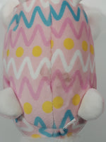Egg Shaped Easter Bunny Pink and Multicolored  7" Long Toy Stuffed Plush
