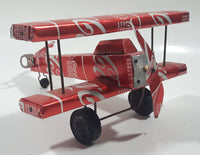 Vintage Coca Cola Can 7" Long Bi-Plane Airplane Folk Art Sculpture