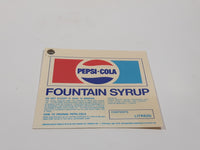 Vintage Pepsi Cola Fountain Syrup Tag