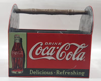 Drink Coca Cola Delicious Refreshing Galvanized Metal Drink Carrying Case with Wood Handle