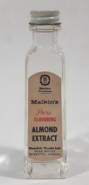 Vintage Westfair Products Malkin's Pure Flavoring Almond Extract Bottle from Westfair Foods Ltd. Winnipeg Canada
