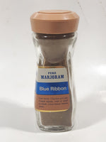 Rare Vintage Blue Ribbon Marjoram Marjolaine 1/2 Oz Net Wt 4 1/2" Tall Glass Spice Jar Bottle Full