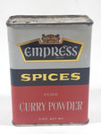 Vintage Empress Spices Pure Curry Powder 4 Oz Net Wt 3 3/4" Tall Tin Metal Container 1/4 Full