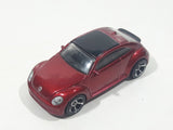 2012 Hot Wheels Volkswagen New Beetle Metalflake Dark Red Die Cast Toy Car Vehicle