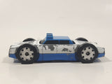 Vintage LTI Blue and White Police 911 Double Sided Die Cast Toy Flip Car Vehicle