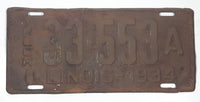 Antique 1934 Illinois Truck Metal Vehicle License Plate Tag 33 553 A